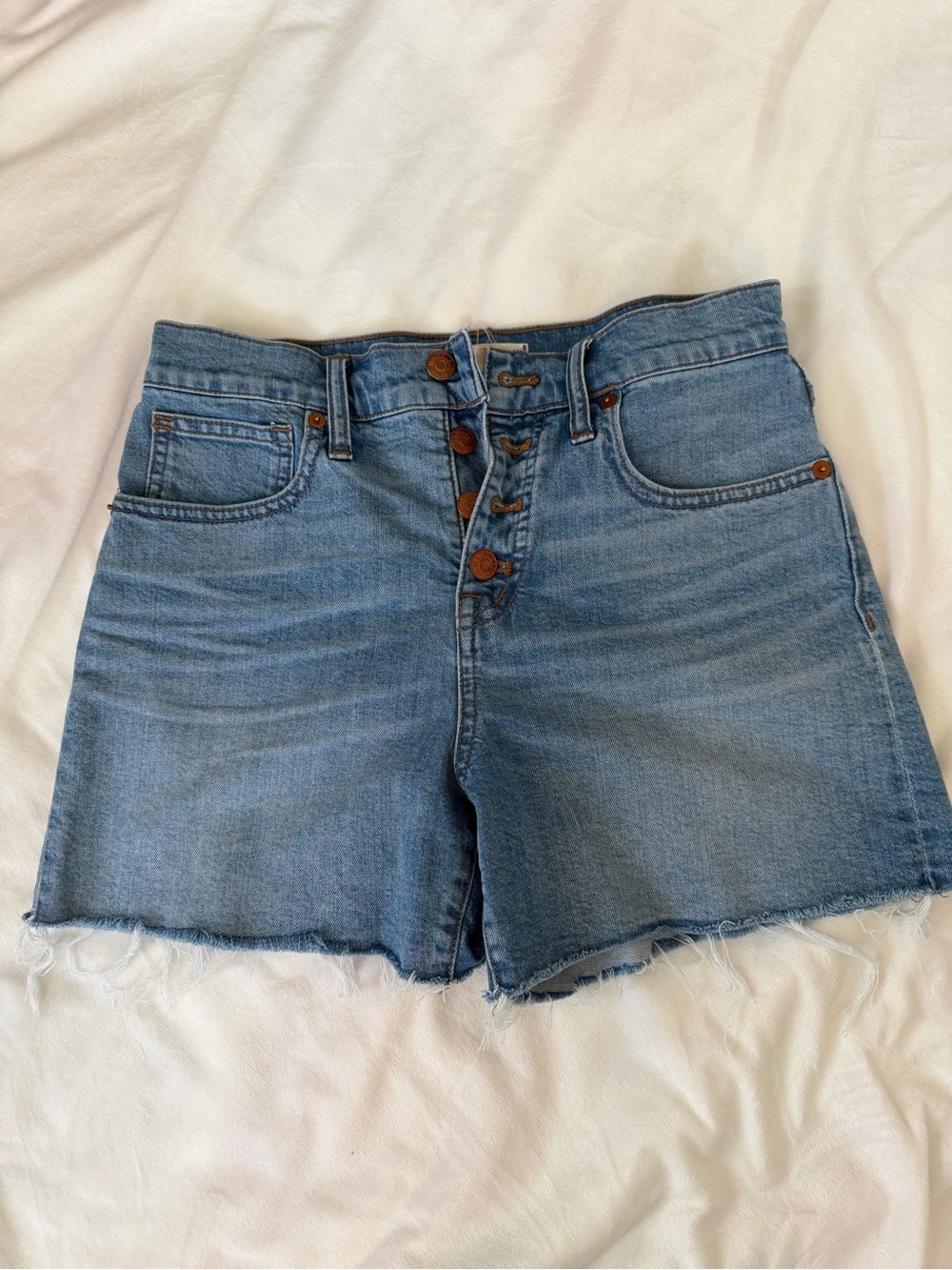 Madewell Button-Fly Light Blue Denim Shorts